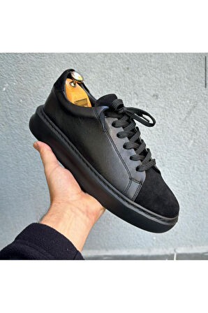 SİYAH ERKEK %100 HAKİKİ DERİ HAKİKİ SÜET  SNEAKER  RAHAT GÜNLÜK AYAKKABI 009001 SNEAKER