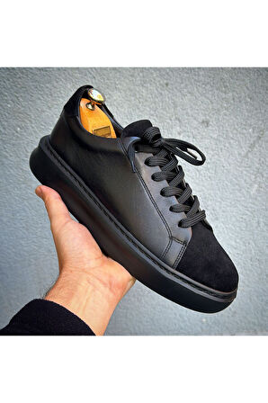 SİYAH ERKEK %100 HAKİKİ DERİ HAKİKİ SÜET  SNEAKER  RAHAT GÜNLÜK AYAKKABI 009001 SNEAKER