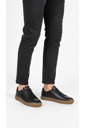 % 100 HAKİKİ DERİ SİYAH SNEAKER ERKEK GÜNLÜK AYAKKABI MRT0402261239