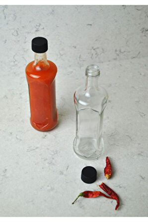 2'li 100 ml Şeffaf Sos Şişesi Siyah Sızdırmaz Kapaklı 100 cc Sosluk Cam Şişe 2 Adet