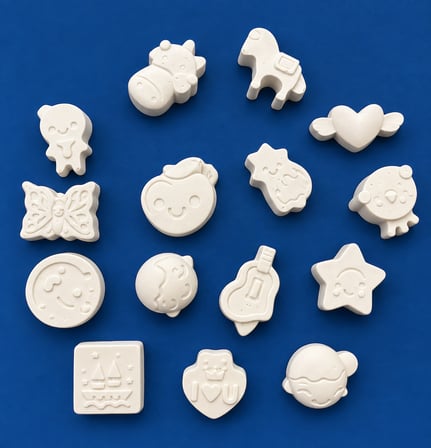 Kendin Boya Minik Figür Boyama Seti 2 cm Taş Tozu Figürler 3 Renk Boya ve Fırça