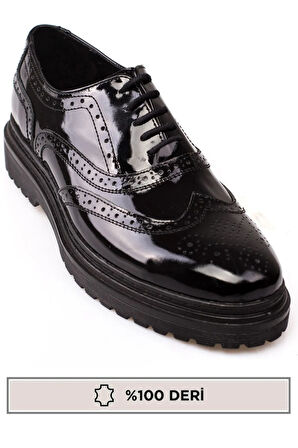 HAKİKİ DERİ SİYAH RUGAN KALIN TABAN ERKEK AYAKKABI  2500021