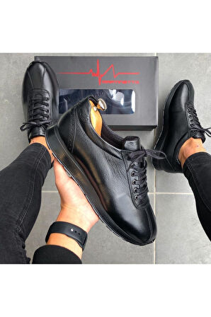 Hakiki Deri Günlük Siyah Ayakkabı