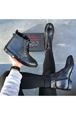 Hakiki Deri Siyah Erkek Günlük Bot