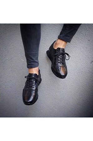 Hakiki Deri Siyah Günlük Erkek Ayakkabı