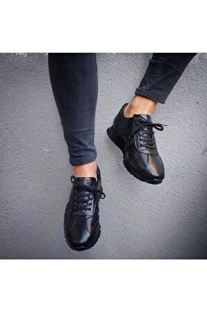 Hakiki Deri Siyah Günlük Erkek Ayakkabı