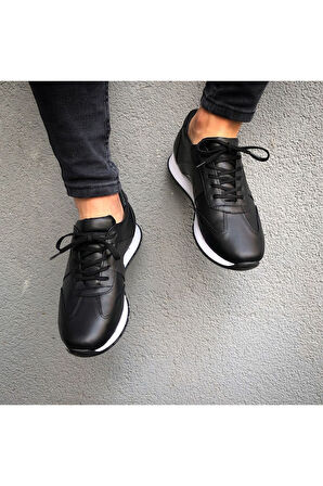 Hakiki Deri Siyah Günlük Erkek Ayakkabı