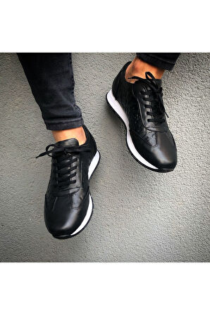 Hakiki Deri Siyah Günlük Erkek Ayakkabı