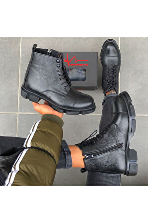 Hakiki Deri Günlük Siyah Erkek Bot Postal