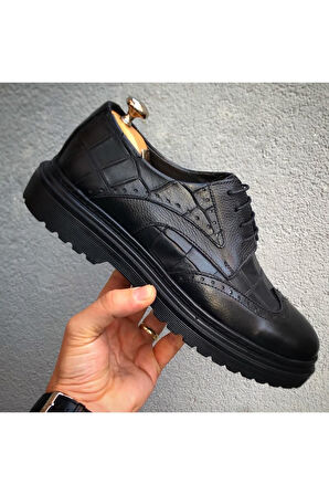 Hakiki Deri Siyah Günlük Erkek Ayakkabı