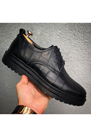 Hakiki Deri Siyah Günlük Erkek Ayakkabı