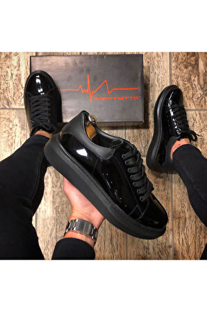 SİYAH HAKİKİ DERİ RUGAN UNİSEX SNEAKER AYAKKABI