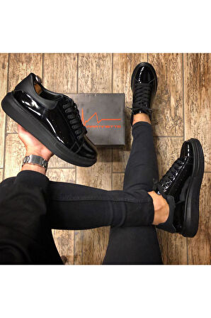 SİYAH HAKİKİ DERİ RUGAN UNİSEX SNEAKER AYAKKABI