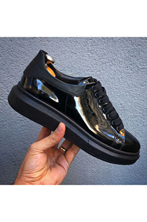 SİYAH HAKİKİ DERİ RUGAN UNİSEX SNEAKER AYAKKABI