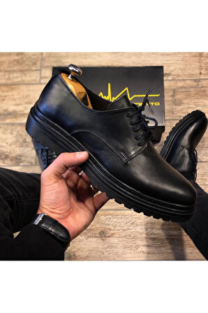 Hakiki Deri Siyah Günlük Erkek Ayakkabı