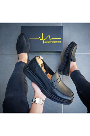 Yeni Sezon Hakiki Deri Siyah Günlük Erkek Ayakkabı
