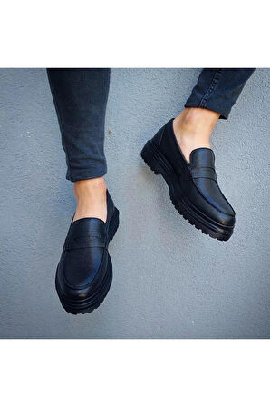 Yeni Sezon Hakiki Deri Siyah Günlük Erkek Ayakkabı