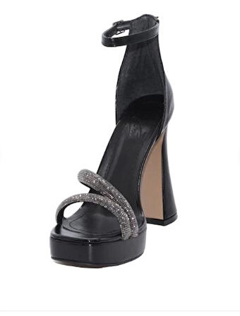  Mergenshoes K052 Siyah 12 Cm Platform Topuklu Kadın Ayakkabı