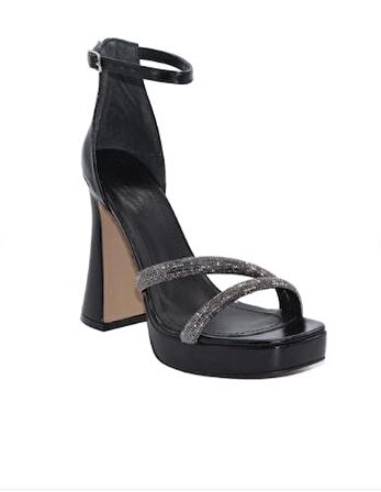  Mergenshoes K052 Siyah 12 Cm Platform Topuklu Kadın Ayakkabı