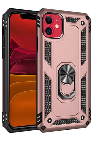 Newface Apple iPhone 11 Kılıf Sofya Yüzüklü Silikon Kapak - Rose