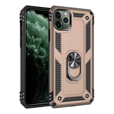 Newface Apple iPhone 11 Pro Max Kılıf Sofya Yüzüklü Silikon Kapak - Gold
