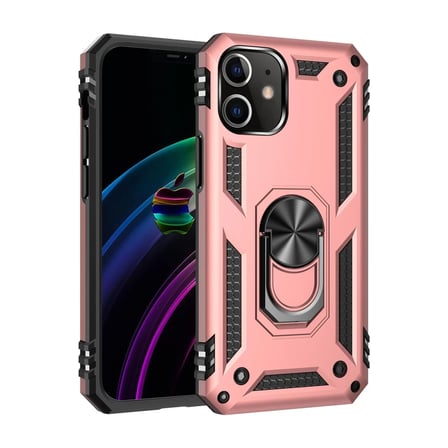 Newface Apple iPhone 12 Mini Kılıf Sofya Yüzüklü Silikon Kapak - Rose