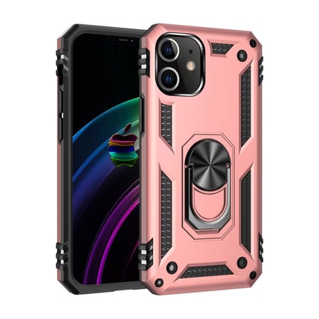 Newface Apple iPhone 12 Mini Kılıf Sofya Yüzüklü Silikon Kapak - Rose