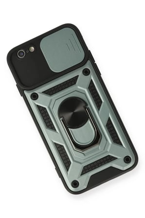 Newface Apple iPhone 6 Kılıf Pars Lens Yüzüklü Silikon - Yeşil