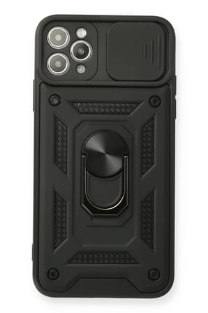 Newface Apple iPhone 11 Pro Kılıf Pars Lens Yüzüklü Silikon - Siyah