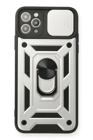 Newface Apple iPhone 11 Pro Kılıf Pars Lens Yüzüklü Silikon - Gümüş