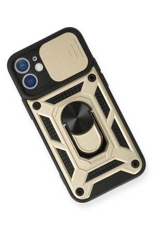 Newface Apple iPhone 12 Mini Kılıf Pars Lens Yüzüklü Silikon - Gold