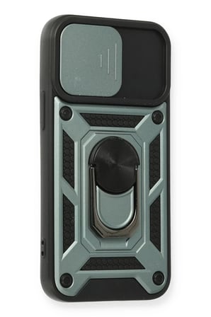 Newface Apple iPhone 12 Mini Kılıf Pars Lens Yüzüklü Silikon - Yeşil