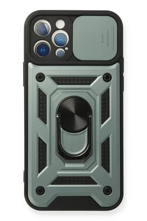 Newface Apple iPhone 12 Pro Kılıf Pars Lens Yüzüklü Silikon - Yeşil