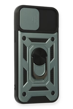 Newface Apple iPhone 12 Pro Kılıf Pars Lens Yüzüklü Silikon - Yeşil