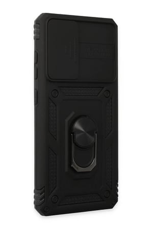 Newface Samsung Galaxy A72 Kılıf Pars Lens Yüzüklü Silikon - Siyah