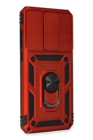 Newface Xiaomi Redmi Note 8 Pro Kılıf Pars Lens Yüzüklü Silikon - Kırmızı