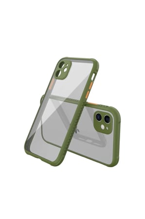 Newface Apple iPhone 12 Mini Kılıf Miami Şeffaf Silikon - Koyu Yeşil