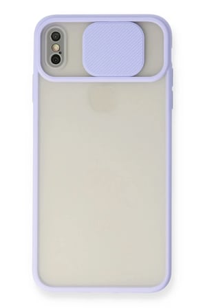 Newface Apple iPhone X Kılıf Palm Buzlu Kamera Sürgülü Silikon - Lila