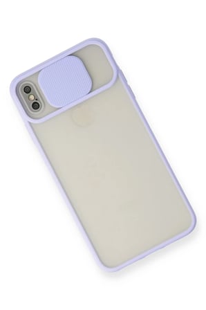Newface Apple iPhone X Kılıf Palm Buzlu Kamera Sürgülü Silikon - Lila