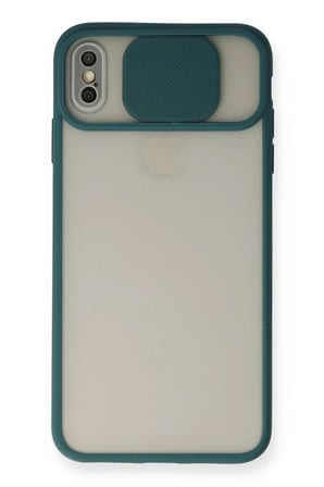 Newface Apple iPhone XS Max Kılıf Palm Buzlu Kamera Sürgülü Silikon - Yeşil