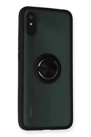 Newface Xiaomi Redmi 9A Kılıf Montreal Yüzüklü Silikon Kapak - Siyah
