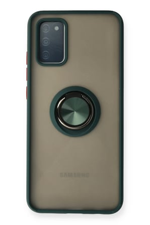 Newface Samsung Galaxy A02S Kılıf Montreal Yüzüklü Silikon Kapak - Yeşil