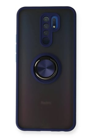 Newface Xiaomi Redmi 9 Kılıf Montreal Yüzüklü Silikon Kapak - Lacivert