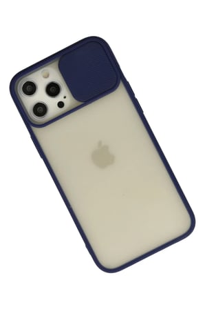 Newface Apple iPhone 12 Pro Max Kılıf Palm Buzlu Kamera Sürgülü Silikon - Lacivert