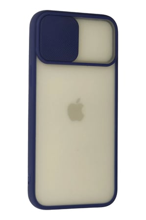 Newface Apple iPhone 12 Pro Max Kılıf Palm Buzlu Kamera Sürgülü Silikon - Lacivert