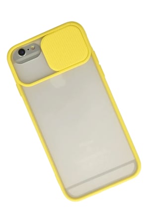 Newface Apple iPhone 6 Plus Kılıf Palm Buzlu Kamera Sürgülü Silikon - Sarı