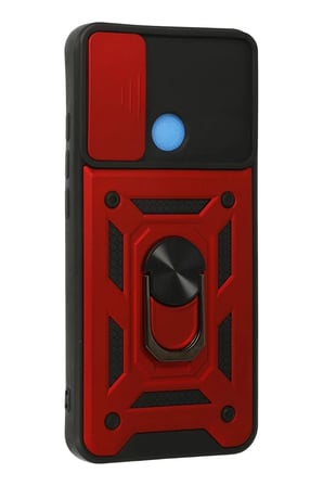 Newface Xiaomi Redmi 9C Kılıf Pars Lens Yüzüklü Silikon - Kırmızı