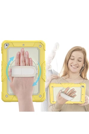 Newface Apple iPad 5 Air 9.7 Kılıf Strap New Tablet Kapak - Sarı