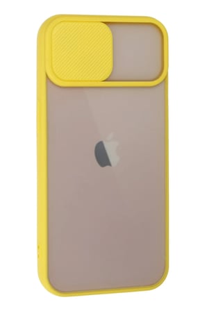 Newface Apple iPhone 13 Kılıf Palm Buzlu Kamera Sürgülü Silikon - Sarı