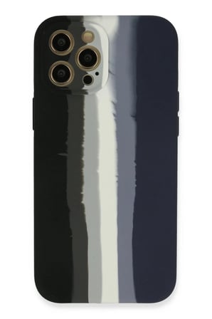 Newface Apple iPhone 12 Pro Kılıf Ebruli Lansman Silikon - Siyah-Lacivert